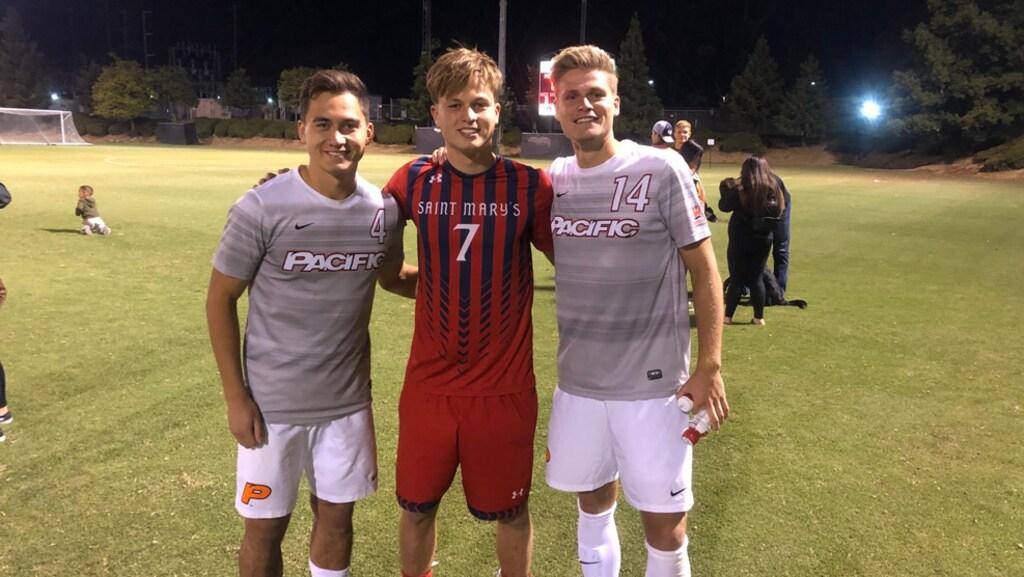 Wouter Verstraaten and Bob Groenendijk, soccer players for University of the Pacific. Accompanied by Slamstox 